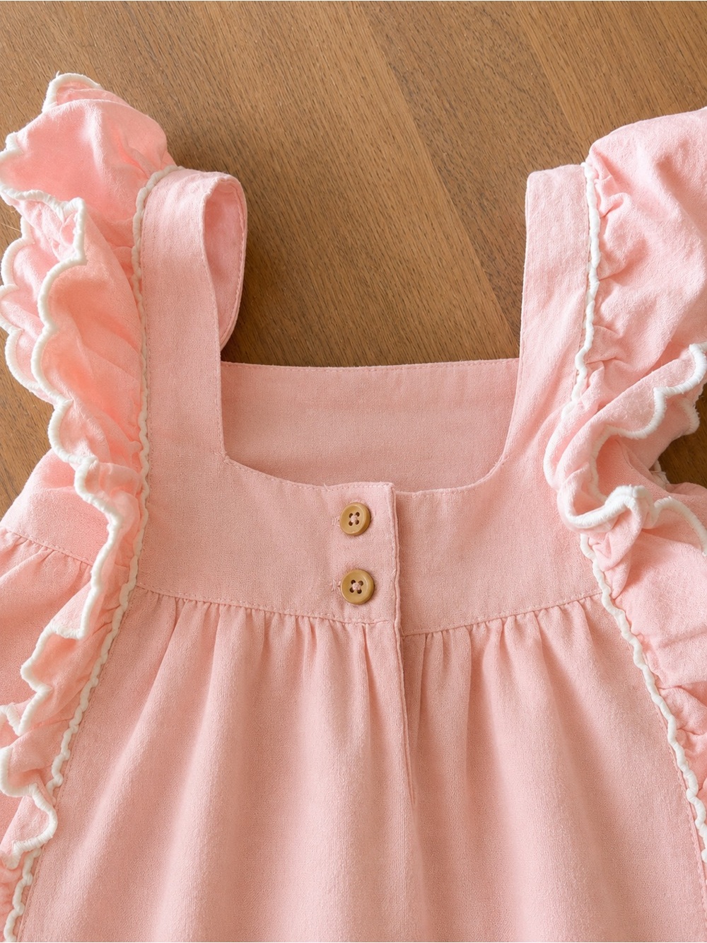 Joie Baby Girls Pink Linen Blend Embroidered Ruffle Set 18M - Picture 4 of 8